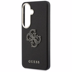Guess maciņš Grained Big 4G Metal Logo priekš Samsung Galaxy S26 melns