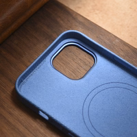 iCarer Litchi Premium ādas apvalks iPhone 14 Magnētiskais ādas apvalks ar MagSafe Gaiši zils (WMI14220709-LB)