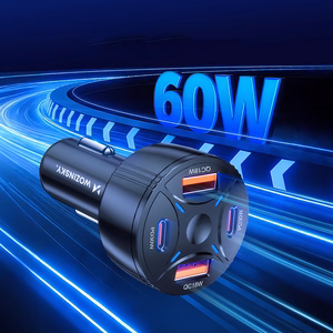 Wozinsky WLS-04 60W automašīnas lādētājs, 2xUSB-C un 2xUSB-A, melns