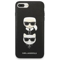 Karl Lagerfeld Saffiano Karl&Choupette Galvas viedtālruņa apvalks iPhone 7 Plus / iPhone 8 Plus - melns