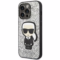 Karl Lagerfeld KLHCP14XGFKPG iPhone 14 Pro Max 6.7 "cietais apvalks sudraba / sudraba Mirdzošās Pārslas Ikonik