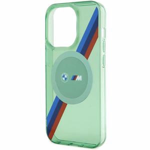 BMW M trīskrāsu svītras magnētiskais viedtālruņa apvalks iPhone 15 Pro - zaļš