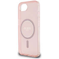Guess IML Glitter Circle magnētiskais viedtālruņa apvalks iPhone 16e - rozā