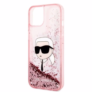 Karl Lagerfeld mirdzošs Karla galvas viedtālruņa apvalks iPhone 14 Plus - rozā