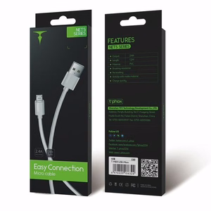 Kabelis T-PHOX Nets Micro USB, balts, 3A, PVC, 1,2M