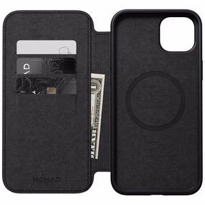 Nomad moderns ādas folio viedtālruņa apvalks iPhone 15 Plus 6,7" melns