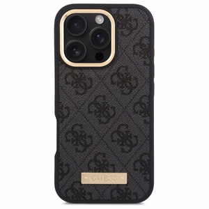 Guess 4G Logotipa plāksne Magnētiskais viedtālruņa apvalks iPhone 16 Pro - melns