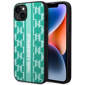 Karl Lagerfeld KLHCP14MPGKLSKN iPhone 14 Plus 6.7 "cietais apvalks zaļš / zaļš Monogrammas Svītra