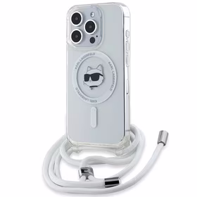 Karl Lagerfeld IML Choupette Head&Cord magnētiskais viedtālruņa apvalks iPhone 15 Pro Max - caurspīdīgs