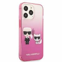 Karl Lagerfeld Gradient Ikonik Karl&Choupette viedtālruņa apvalks iPhone 13 Pro / iPhone 13 – rozā