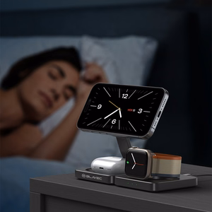 Blavec indukcijas lādētājs BQI-02 Qi 15W magnētiskais Magsafe 3 in 1 Apple/Samsung Watch (BQI02-QIMB) melns