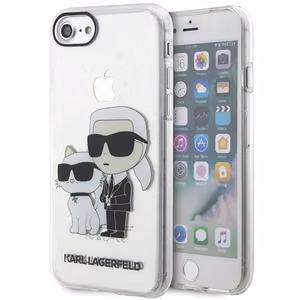 Karl Lagerfeld KLHCI8HNKCTGT iPhone 7/8/ SE 2020 / SE 2022 caurspīdīgs cietais apvalks Gliter Karl&Choupette