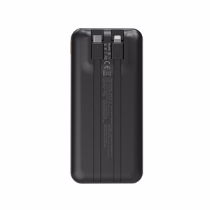 Wozinsky WFC-15B 20000mAh 22.5W ārējais akumulators, PD20W, iebūvēti Lightning un USB-C kabeļi, melns