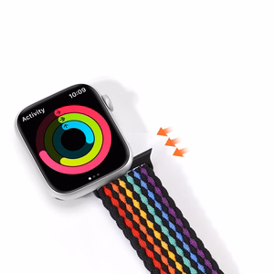 Dux Ducis siksniņa (Mixture II versija) Apple Watch SE siksniņa, 9, 8, 7, 6, 5, 4, 3, 2, 1 (41, 40, 38 mm) pīta josla tumšas svītras aproce
