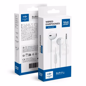 Wire earbuds Jack 3,5 mm Blue Star PA-E65 1,2 m white