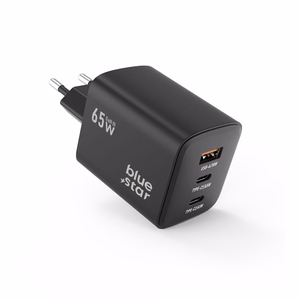 BLUE STAR ceļojumu lādētājs GaN 4A 65W 2 x Type C + USB A PD QC4.0 VT-43 melns