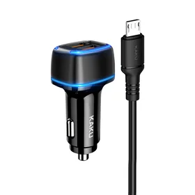 KAKU Automašīnas lādētājs KSC-528 Shengyu - 2xUSB - 2,8A ar USB uz Micro USB melns