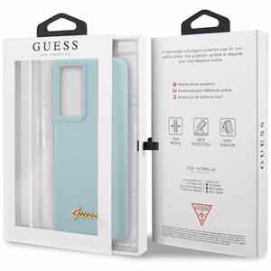 Viedtālruņa apvalks Guess GUHCS21LLSLMGLB S21 Ultra G998 zils/zils ciets apvalks Silikona Skripts Metāla Logo
