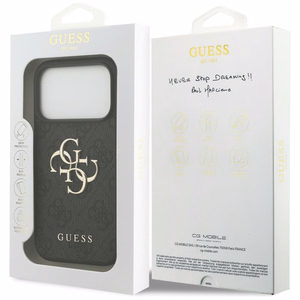Guess PU 4G Metal Logo vāciņš Apple iPhone 18 Pro, pelēks