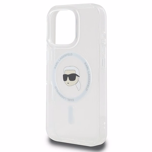 Karl Lagerfeld IML Metāla Karl Head Magnētiskais viedtālruņa apvalks iPhone 16 Pro - balts
