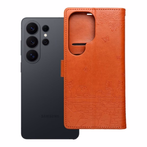 Atvēramais maciņš priekš Samsung A27 Mezzo Book kaķi brūns