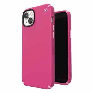Speck Presidio2 Pro + MagSafe vāciņš ierīcei iPhone 15 Plus / 14 Plus, ar Microban pretmikrobu aizsardzību, “Digital Pink / Blossom Pink / White” krāsu kombinācija