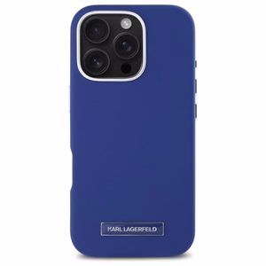 Karl Lagerfeld FW Metal Plate Magnētiskais viedtālruņa apvalks iPhone 16 Pro Max - zils