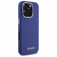 Karl Lagerfeld FW metāla plāksnes MagSafe iPhone 16 Pro viedtālruņa apvalks - zils