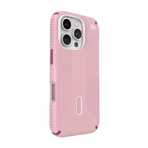 Speck Presidio2 Grip ClickLock & MagSafe vāciņš ierīcei iPhone 16 Pro, Wednesday Pink / Boysenberry Purple / balts