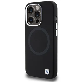 BMW paraksta šķidrais silikons Magnētiskais viedtālruņa apvalks iPhone 15 Pro Max - melns