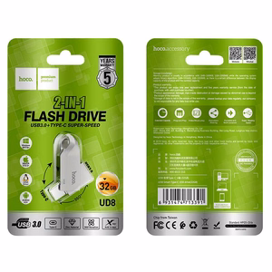 Флешка 32GB USB 3.0 (USB A + USB C) Hoco UD8 никель