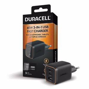 Duracell sienas lādētājs (DRACUSB25-EU) – 65 W, melns