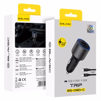 Blavec Auto lādētājs BS-06D-C Trip - USB + 2xType C - QC 3.0 18W PD 65W ar Type C to Type C (CCBS06DCQ-U2CB) melns