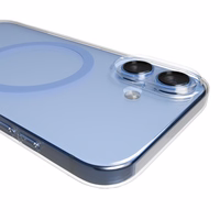 Puro Lite Mag TPU+PC apvalks MagSafe saderīgs viedtālrunim iPhone 17 - caurspīdīgs ar zilu gredzenu
