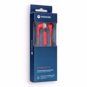 Vadu austiņas jack ar mikrofonu 3,5mm MOTOROLA Ear Buds 2-s sarkanas