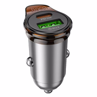 Automobiļa lādētājs Hoco USB A + USB C PD QC3.0 43W NZ16A metāla pelēks