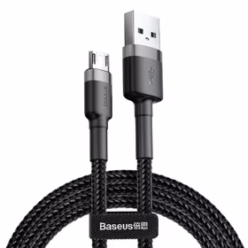 Baseus Cafule Micro USB kabelis 2.4A 1m (pelēks + melns)
