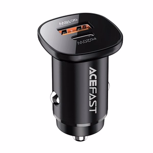 Acefast automašīnas lādētājs 38W USB Type C / USB, PPS, Power Delivery, Quick Charge 3.0, AFC, FCP melns (B1 melns)