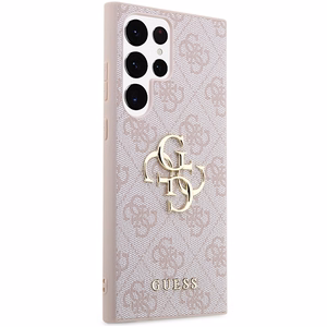 Guess GUHCS23L4GMGPI S23 Ultra S918 rozā/rozā cietais apvalks 4G Liels Metāla Logotips