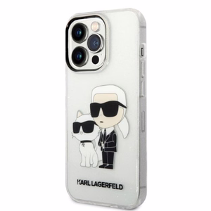 Karl Lagerfeld Glitter Karl&Choupette maciņš iPhone 14 Pro – caurspīdīgs