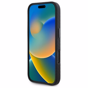 BMW Carbon Wrapped Metal Viedtālruņa apvalks Apple iPhone 16 - melns