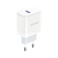 Dudao A20EU USB-A 18W sienas lādētājs - balts + USB-A - USB-C kabelis