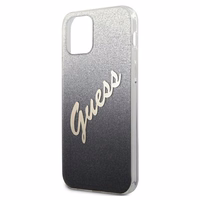Guess GUHCP12LPCUGLSBK iPhone 12 Pro Max 6.7" melna/melna cietais apvalks Glitter Gradient Script