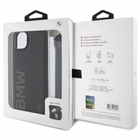 BMW paraksta ādas vārdu siksna viedtālruņa apvalks iPhone 15 / 14 / 13 - melns