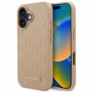 Karl Lagerfeld Hot Stamp MagSafe iPhone 16 apvalks - beigs