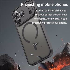 Melns magnētisks matēts PC un TPU vāciņš iPhone 18 Pro / 17 Pro, izturīgs pret kritieniem