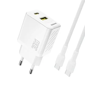 Dudao A27TCEU PD 30W GaN USB-A USB-C Wall Charger with USB-C Cable - White