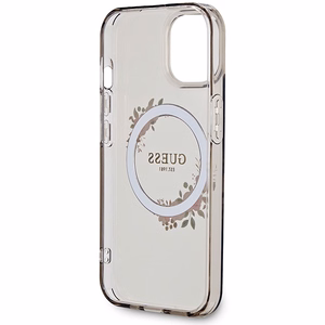 Guess IML Flowers Wreath MagSafe viedtālruņa apvalks iPhone 15 / 14 / 13 - melns