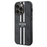 Guess 4G Printed Stripes Magnētiskais viedtālruņa apvalks iPhone 15 Pro Max - melna