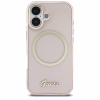 Guess IML Script Metal MagSafe Maciņš for iPhone 17 - rozā